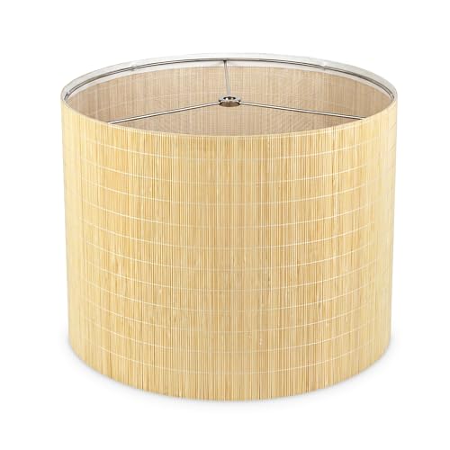 Handwoven Bamboo Lampshade for Table Lamp, Medium Drum Lamp Shade 13x13x10 Inch, Organic Japandi Wabi Sabi Boho Decor, Standard Spider Fitter (Harp Not Included), Single Shade, Natural - color: Drum - 1 Pack