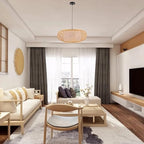 Bamboo Wicker Rattan Shade Pendant Lamp 23.62 inch Woven Rattan Chandelier Country Style Weave Hanging Light for Bedroom Living Dinning Room Kitchen Island