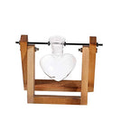 Kingbuy Terrarium with Wooden Stand, Desktop Propagation Station, Air Plant Holder, Metal Swivel Holder for Hydroponics, Home Garden, Wedding Decor - 1 Hearted Vase - size: Heart 1 Bulb