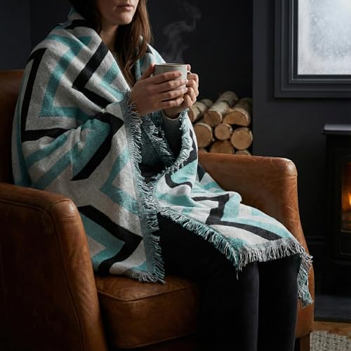 amorus Bohemian Throw Blanket Chenille Jacquard Tassels Cover, 71"*90",NO.5 | Boho Style blankets, modern Geometric, warm & cozy. For couch, bed, outdoor, car - color: Pattern 5, size: 71x91 in