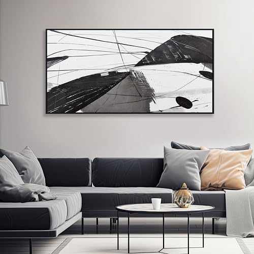 Abstract Canvas Art Home Wall Decor Black and White Abstract Wall Art Framed Artwork Modern Home Wall Decor for Living Room Bedroom Office 24"x48" - color: Black, size: 48"L x 24"W