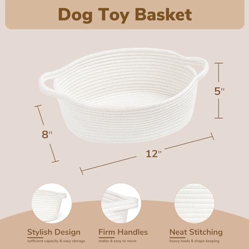 Goodpick White Baby Laundry Basket with Handles, Cute Cotton Rope Baskets for Toys, Small Basket for Organizing Gifts,Snacks,Woven Storage Baskets for Bathroom, 12"x 8" x 5" - color: White, size: 12x8x5 Inch (Pack of 1)