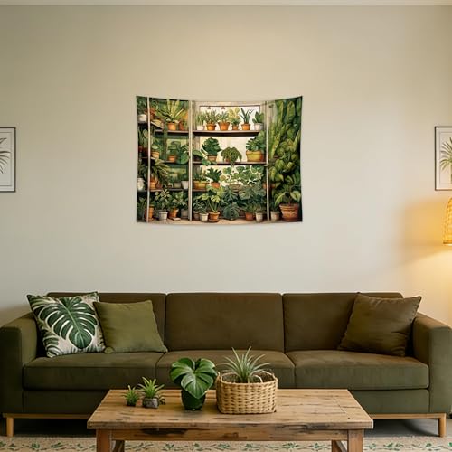 QGHOT Plant Tapestry Green Botanical Tapestry Wall Hanging Vintage Potted Tapestries for Bedroom Living Room Decor 31.5" L x 39.4" W - color: Z-Green, size: 31.5"L x 39.4"W