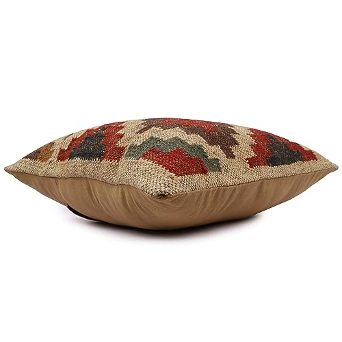 Handmade Tribal Wool Jute Kilim Pillow Cover Boho Rustic Cushion for Sofa Bed Chair Living Room Multicolor Vintage Throw Pillowcase - color: Multi 03