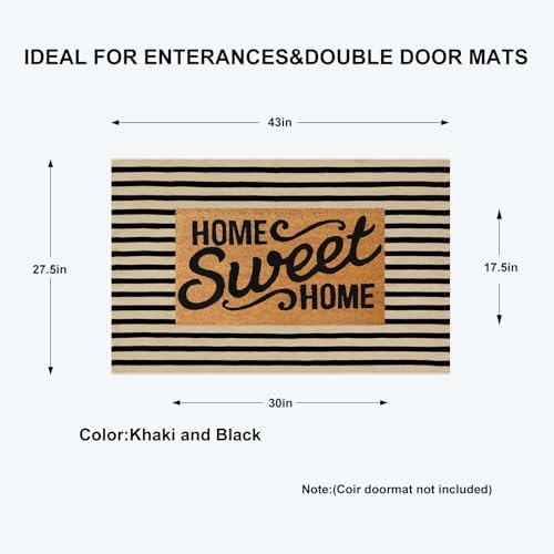 KIMODE Striped Outdoor Rug 27.5x43 Inches, Machine Washable Outdoor Front Porch Rug, Black and Khaki Front Door Mats, Hand Woven Welcome Layered Doormat Entryway Rug for Entrance, Doorway - color: Black/Khaki Stripes, size: 2'4" x 3'7" (Rectangular)