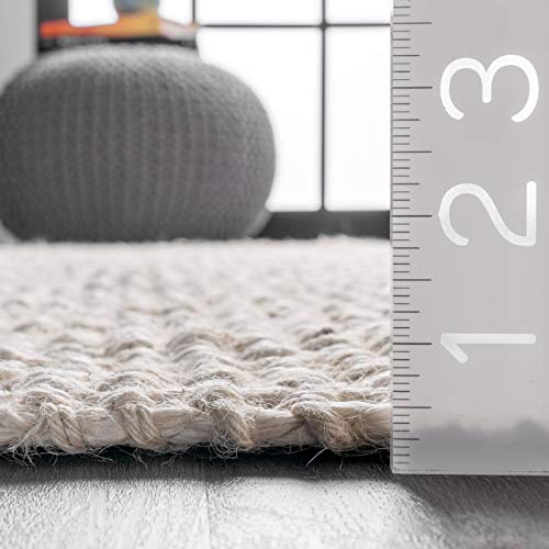 Nuloom Daniela Off-White, 6' Square, Handmade, Jute, Tassel, Soft and Textured, High Traffic, Stain Resistant, Easy Clean, Durable Area Rug for Bedroom, Living Room, Dining Space, Foyer, Entryway - color: Off White, size: 6' x 6' (Rectangular)