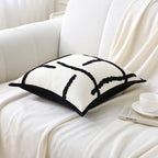 Boho Decorative Throw Pillows with Inserts, 18" x 18" Soft Tufted Modern Chenille Pillow, Pillows for Home, Patio, Couch, Bedroom, Living Room (Black Lines - Cream White Background) - style: Black Lines