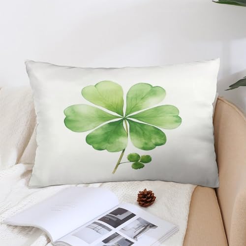 Pillows Cover Watercolor Green Lucky Clover Super Soft Pillowcase Cushion Cover 12 "x20 Patrick's Day Spring Throw Pillow Cover Rectangle Two Sides Printed for Bedding Couch Sofa Home Gift - color: Pattern-4, size: 20" x 12" (Pack of 1)