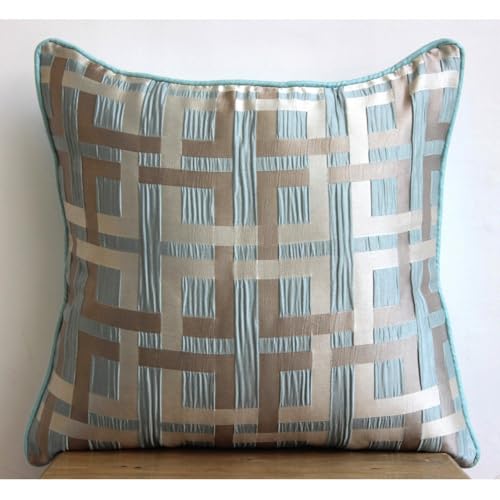The HomeCentric Pillow Covers, Sea Green Decorative Pillow Covers 16x16 inch (40x40 cm) Jacquard Throw Pillows for Couch, Geometric, Maze, Contemporary Pillowcase with Zipper Easter - Opulence - color: 32. Sea Green (Opulence), size: 16" x 16" (Pack of 1)