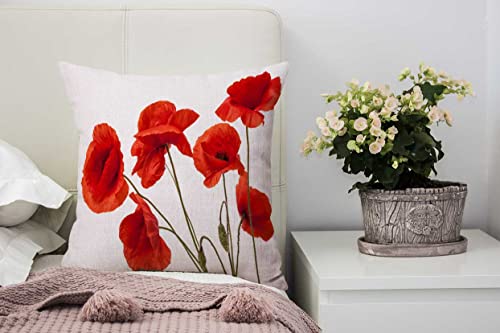 Throw Pillow Cover 16x16 Inch, Poppy Flowers White Poppy Red Beautiful White Beauty Bloom Blossom Double Sided Cotton Linen Square Throw Pillow Case Decorative Cushion Cover Pillowcase for Sofa - color: Multi 28
