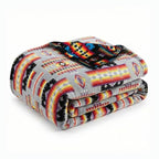 Sacred Thread Aztec Blanket Fleece, Reversible Native American Blanket, Western Throw, Native American Western (Grey Flannel), Queen (79”x95”) - color: Grey Flannel, size: Queen (79”x95”)
