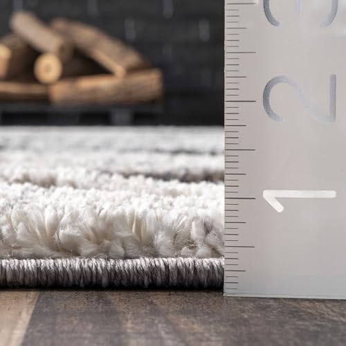 nuLOOM 4x6 Ansley Moroccan Tassel Area Rug, Grey, High-Low Textured Bohemian Design, Plush High Pile, Stain Resistant, For Bedroom, Living Room, Hallway, Entryway