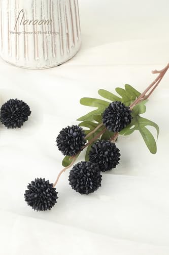 Floroom 5pcs Black Faux Silk Mums Artificial Flowers, Bulk Fake Small Mini Chrysanthemums with Stems for DIY Wedding Centerpieces Floral Arrangements Vase Fillers Home Decorations - color: Black, size: 5pcs