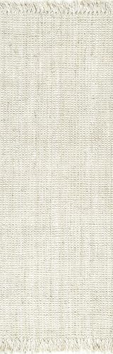 Nuloom Daniela Off-White, 2'6" x 10', Handmade, Jute, Tassel, Soft and Textured, High Traffic, Stain Resistant, Easy Clean, Durable Runner for Bedroom, Living Room, Dining Space, Foyer, Entryway - color: Off White, size: 2'6" x 10' (Rectangular)