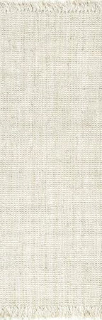 Nuloom Daniela Off-White, 2'6" x 10', Handmade, Jute, Tassel, Soft and Textured, High Traffic, Stain Resistant, Easy Clean, Durable Runner for Bedroom, Living Room, Dining Space, Foyer, Entryway - color: Off White, size: 2'6" x 10' (Rectangular)
