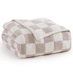 WRENSONGE Checkered Throw Blanket, Taupe Soft Cozy Fluffy Warm Throw Blankets for Couch, Sofa, Chair, Bed, Camping, Picnic, Office,Travel Lightweight Bed Blanket - 50"*60" - color: Art Taupe, size: Throw (50"x 60")