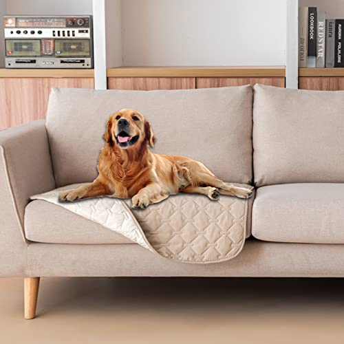 gogobunny 100% Double-Sided Waterproof Dog Bed Cover Pet Blanket Sofa Couch Furniture Protector for Puppy Large Dog Cat, Reversible (30x30 Inch (Pack of 1), Dark Beige/Light Beige) - color: Dark Beige/Light Beige, size: 30x30 Inch (Pack of 1)