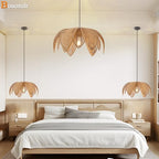 Hand Woven Rattan Chandelier, Boho Pendant Light 19.68 inches Wicker Light Fixture Suitable for Dining Room, Kitchen, Living Room, Farmhouse,E26 Lamp Base - size: 19.68''