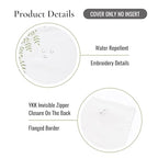 Hofdeco Premium Grandmillennial Patio Indoor Outdoor Throw Pillow Cover Only, 20"x20" Water Repellent for Backyard, Couch, Poolside, Grass Green Embroidered Leaves Frame - color: Grass Green Leaves Frame 20"x20"