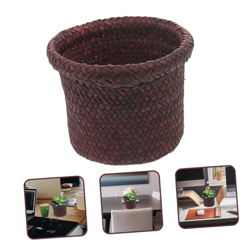 1Pc Seaweed Woven Plant Holder Natural Seagrass Pot Container for Indoor Plants Handcrafted Design Versatile Basket for Home Decor