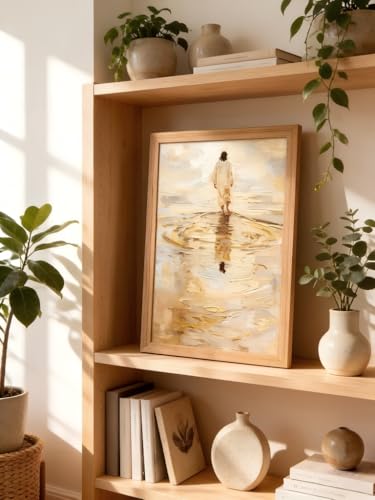 LBTZEVIR Framed Christian Wall Art Jesus Walking on Water Canvas Print Religious Home Decor for Living Room, Bedroom, Church 16x12 Inch - color: Scripture 2, size: 16"L x 12"W