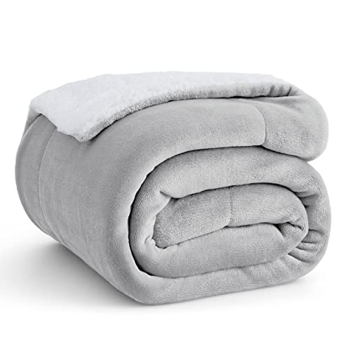 Bedsure GentleSoft Sherpa Fleece Throw Blanket for Couch, Non-Heated, Thick and Warm Throw for Women and Men, Soft Fuzzy Plush Blanket for Winter, Light Grey, 50x60 Inches - color: 02 - Light Grey, size: Throw (50" X 60")