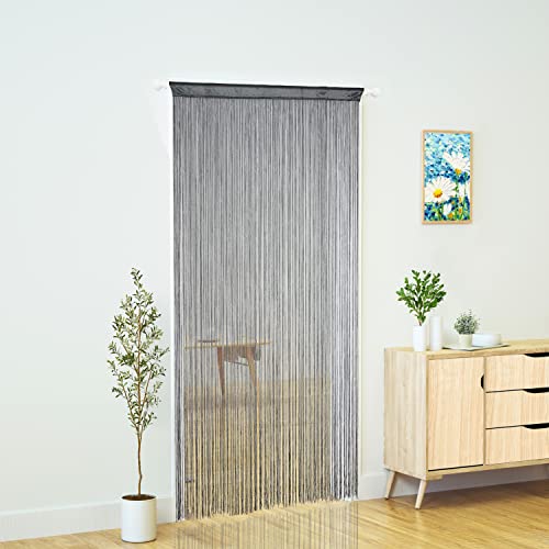 YaoYue Doorway String Curtain Door Curtains,Boho Hippie Hanging Fringe Room Divider for Patio Bedroom Closet Kitchen Laundry,Room Window Wall Door Decor(39x110inch/100×280cm,Grey) - color: Grey, size: 39"W x 110"L (Pack of 1)