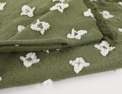 Boho Long Lumbar Pillow Cover 12x48 with Tassel Fringe,3D Flower Patterned Extra Decorative Long Lumbar Pillow Cover Case for Sofa Couch Bed Livingroom Farmhouse,Sage Green - color: Sage Green, size: 48" x 12" (Pack of 1)
