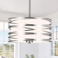 ACNKTZ 12.6'' Brushed Nickel Drum Chandelier, 3-Lights Hanging Dining Room Light Fixtures Over Table, Simple Round Pendant Lighting for Kitchen Island Hallway Bedroom Foyer Bathroom Office - color: Brushed Nickel, size: 12.6"/3-Light