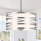 ACNKTZ 12.6'' Brushed Nickel Drum Chandelier, 3-Lights Hanging Dining Room Light Fixtures Over Table, Simple Round Pendant Lighting for Kitchen Island Hallway Bedroom Foyer Bathroom Office - color: Brushed Nickel, size: 12.6"/3-Light