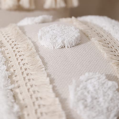 vctops Bohemian Geometric Tufted Throw Pillow Cover Rustic Moroccan Fringe Cushion Cover for Bed Sofa Couch (Beige A,18"x18") - color: Beige a, size: 18''x18''
