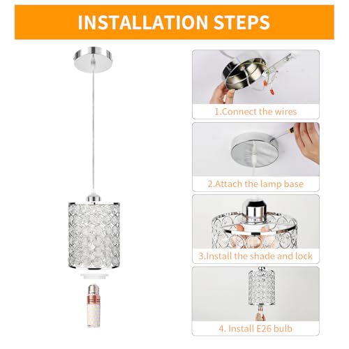 TISLYCO Modern Crystal Pendant Light Fixtures Set of 2, Ceiling Hanging Crystal Chandelier Over Kitchen Island Sink Lighting,Chrome Pendant Lighting For Dining Room, Bathroom, Hallway, EntryWay,Closet - color: 5.9"x5.5"-2*Silver pendant light