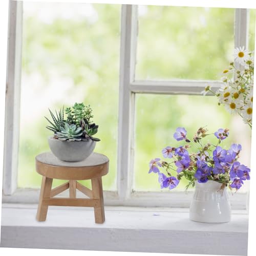 Happyyami Boho Plant Stand Wooden Succulent Stool Indoor Garden Accessory Multi-use Planter Stand