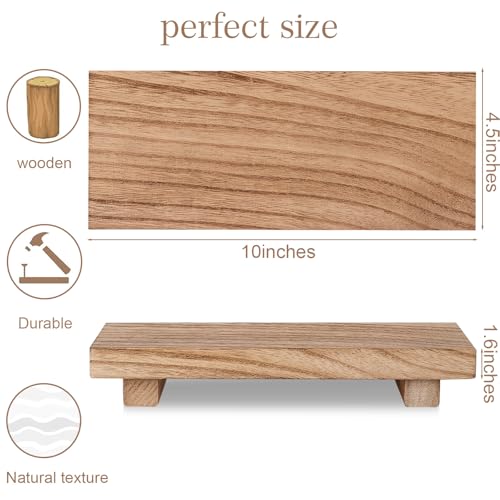zoocatia Small Wood Tray Pedestal Stand Farmhouse Bathroom Decor Decorative Wooden Riser Kitchen Soap Dish Holder for Vanity, Counter, Sink, 10" x 4.5" - Brown - color: Brown, size: 10" x 4.5" x 1.6"