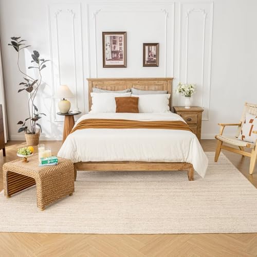 Shatex Burlap Rug 5x7ft, Handmade Braided 100% Natural Jute Rug for Bedroom & Living Room, Off-White - color: Off-white, size: 5' x 7' (Rectangular)