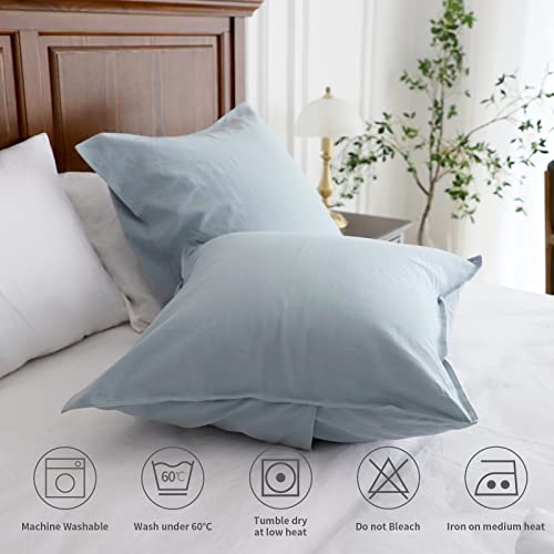 Simple&Opulence Linen Euro Shams Basic Style Solid Color 24x24 Inch Pack of 2 Flax Cotton Blend Decor Throw Pillow Covers Soft Breathable Farmhouse Pillow Shams - Dusty Blue - color: Dusty Blue, size: 24"×24"
