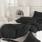 JELLYMONI Pillowcases Standard Size Black 2 Pack Boho Plaid Bed Pillow Covers 20x26in Polyester Envelope Pillow Shams Tufted Bohemian Textured (Pillows are not Included) - color: 07 - Black - Grid, size: 26" x 20" (Pack of 2)