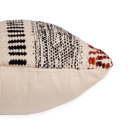 · REDEARTH · Boho Textured Throw Pillow Cushion Covers - Lumbar Woven Tufted Decorative Farmhouse Cases Set for Couch, Sofa, Bed, Chair, Dining, Covered Patio; 100% Cotton (12"x20", Multi) Pack of 2 - color: Multicolor, size: 12" x 20" (Pack of 2)