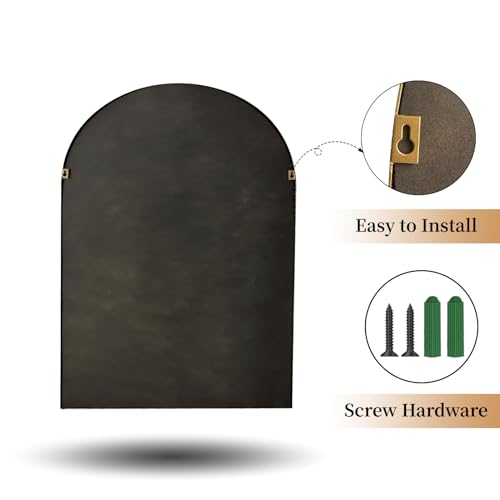 ironsmithn Gold Arched Mirror, 20"x30" Beaded Frame Arch Mirrors, Marlowe Decorative Accent Mirrors for Bathroom Fireplace Bedroom Living Room, Entryway, Antique Gold - size: 30"L x 20"W