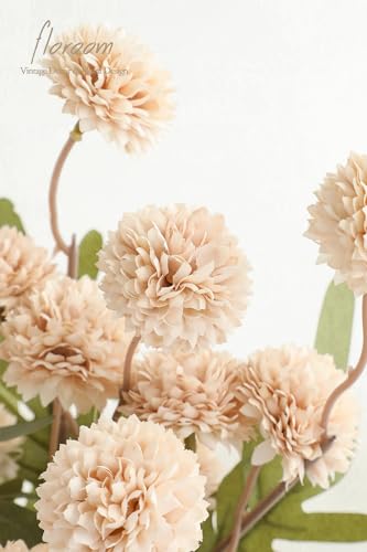 Floroom 6pcs Beige Faux Silk Mums Artificial Flowers, Bulk Fake Small Mini Chrysanthemums with Stems for DIY Champagne Wedding Centerpieces Floral Arrangements Vase Fillers Home Decorations - color: Beige, size: 6pcs