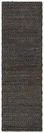 SAFAVIEH Natural Fiber Collection Runner Rug - 2'3" x 8', Charcoal, Handmade Jute, Braided Woven Design, Ideal for Living Room, Bedroom (NF212C) - color: Charcoal, size: 2'3" x 8' (Runner)