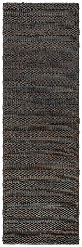 SAFAVIEH Natural Fiber Collection Runner Rug - 2'3" x 8', Charcoal, Handmade Jute, Braided Woven Design, Ideal for Living Room, Bedroom (NF212C) - color: Charcoal, size: 2'3" x 8' (Runner)