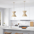 ML Lighting | Jaycen Collection | 47001-BN | 1 Light Pendant in Brushed Nickel Finish with Nature Bamboo Nature Shade | Perfect for Kitchens, Dining Rooms, Living Rooms, Entryways, Hallways - color: Brushed Nickel