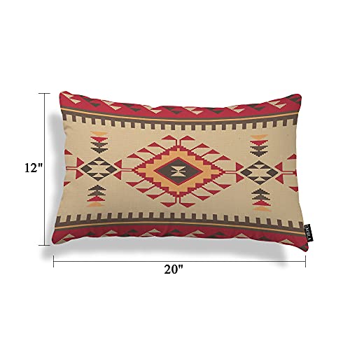 EKOBLA Vintage Ethnic Pattern Oblong Throw Pillow Covers Tribal Print American Aztec Boho Geometric Decorative Home Throw Cushion Cases for Couch Sofa Bedroom Cotton Linen 12x20 Inches - color: Multi-bs02, size: 20" x 12" (Pack of 1)
