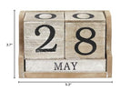 Wooden Perpetual Block Calendar for Desk, Wood Month Date Display Blocks for Teachers, Students, Classroom, Rustic Farmhouse Office Decor, Desk Accessories (5 x 4 In)