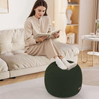 MeMoreCool Stuffed Round Pouf Ottoman Foot Rest, Floor Pouf Foot Stool with Soft Foam Chunk Filling, Small Round Ottoman Footstool Circle Footrest for Living Room, Green - color: Teddy Green