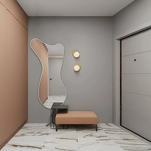 BST FURNH Design Unique Whales Shape Mirrors 47X23 Inch Full Length Wall Mounted MirrorTall Mirror Body Floor Dressing Frameless for Bedroom Bathroom Irregular - color: Whales