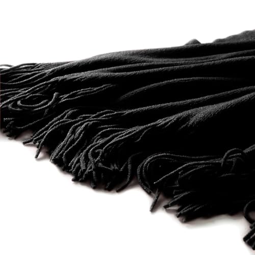 Homiest Decorative Knitted Throw with Fringe, Lightweight Acrylic Knit, Soft Tassel for Couch, Sofa, Bed (Black, 50 x 60 Inch) - color: Black, size: 50" x 60"