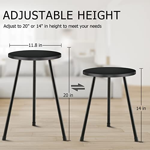 KINNARY Tall Plant Stand, Mid Century Wood Indoor Plant Stand Black Plant Table for Flower Pots, Metal Plant Holder, Modern Home Decor Small Round Side End Table (11.8"x20") - color: Black 11.8"x20"
