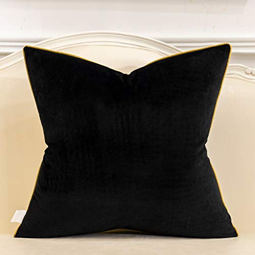 Avigers 22 x 22 Inches Black White Gold Leather Striped Patchwork Velvet Cushion Case Luxury Modern Throw Pillow Cover Decorative Pillow for Couch Living Room Bedroom Car - color: Black, size: 22" x 22" (Pack of 1)